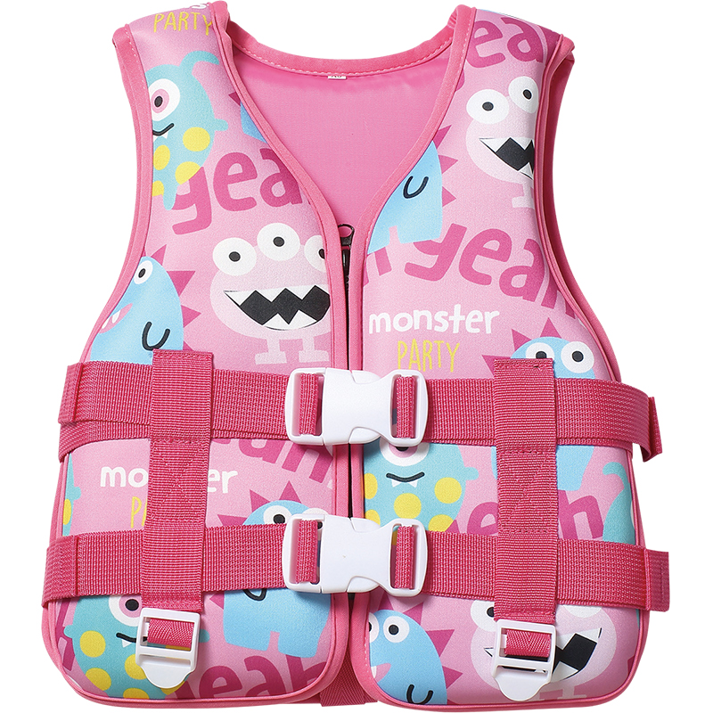 Pink Children's Swimming Vest With Cartoon Pattern